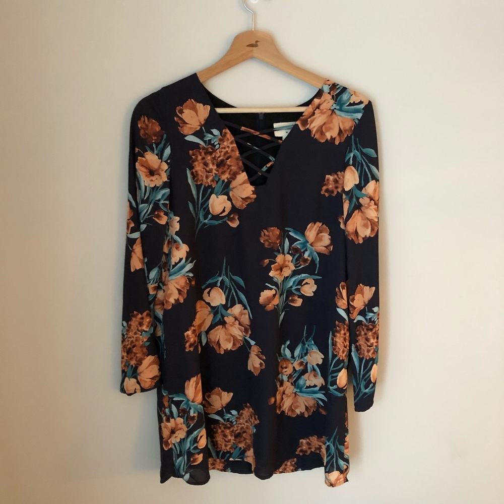Everly Long Sleeve Navy Dress